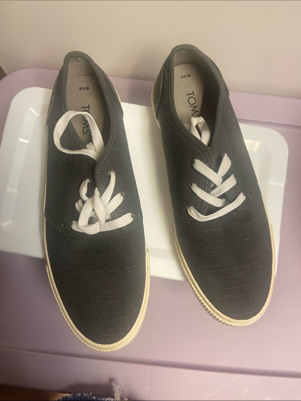 TOMS Black Canvas Low-Top Sneakers with White Laces